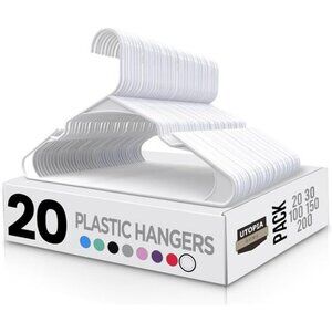 Plastic Clothes Hangers 20 Pack Slim Space Saving Closet Organizer White